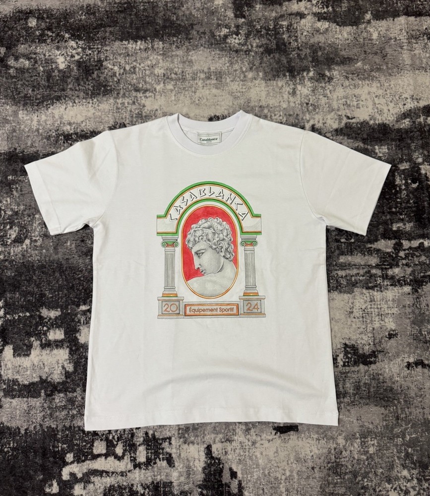 Casablanca Tennis Club White Cotton Graphic Print Logo Crew Neck Men's T-Shirt M