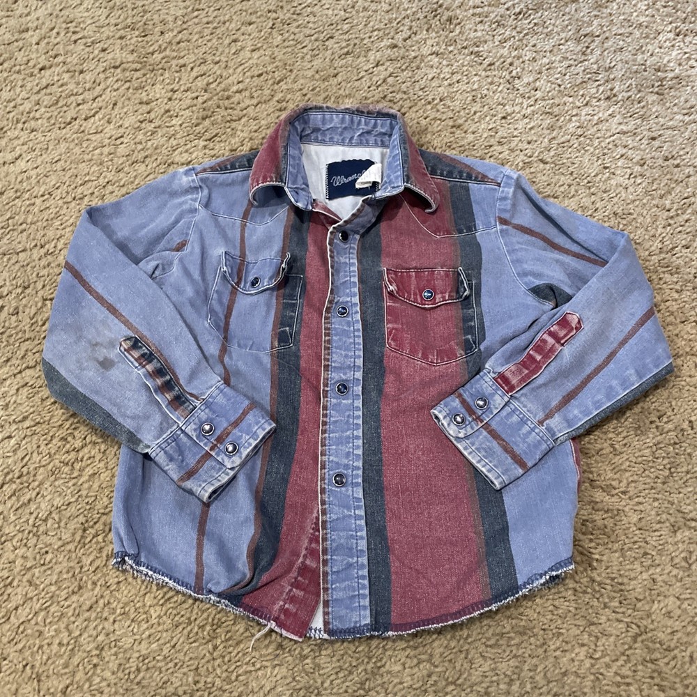Wrangler Brushpopper Western Shirt Boys Size 8 Vintage 90s