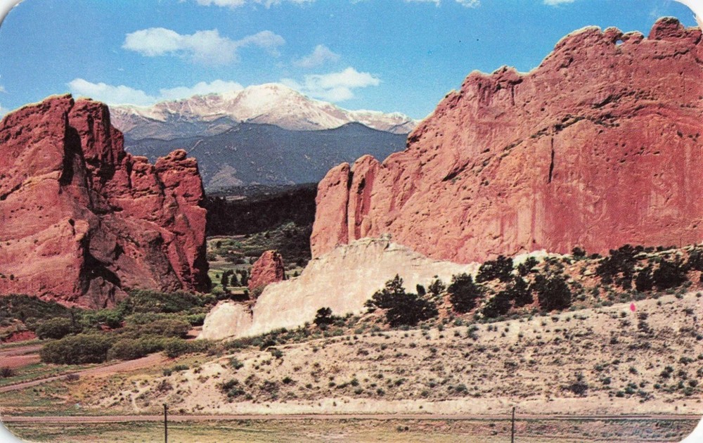 Pikes Peak through the Gateway of the Garden of the Gods - Colorado CO Postcard