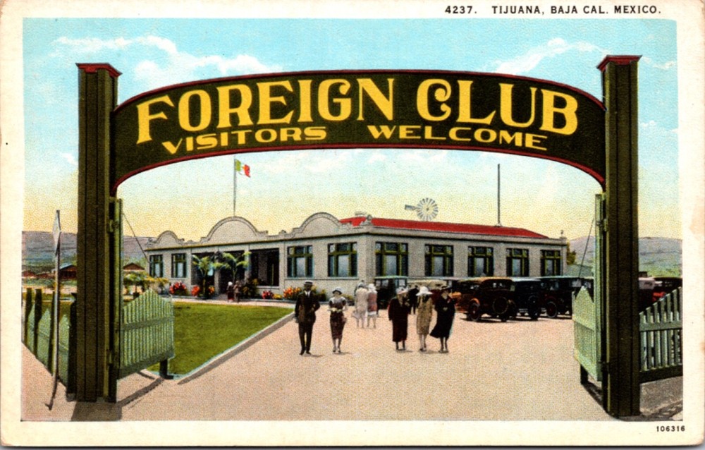 Postcard Foreign Club Welcome Sign in Tijuana, Baja California, Mexico