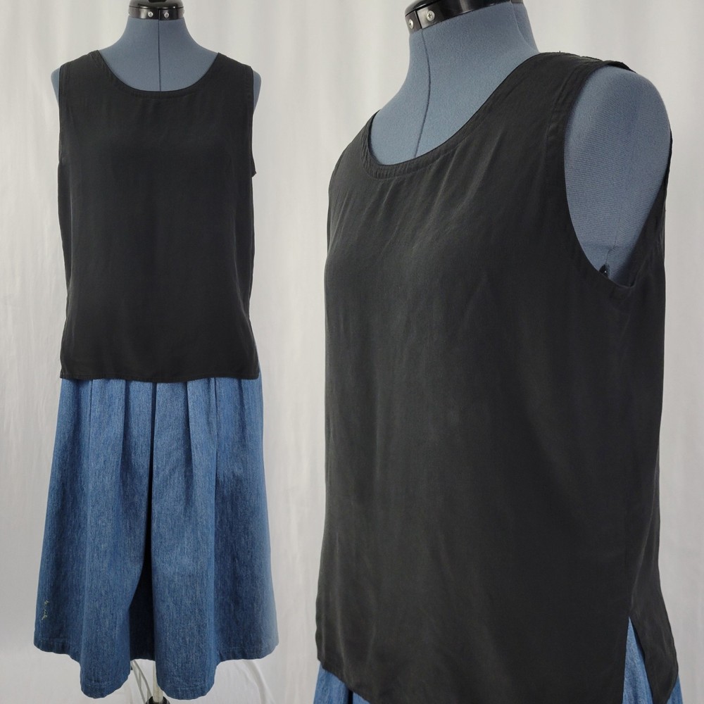 Vintage Diane Gilman 100% Silk Sleeveless Black Blouse/Shell Size Medium