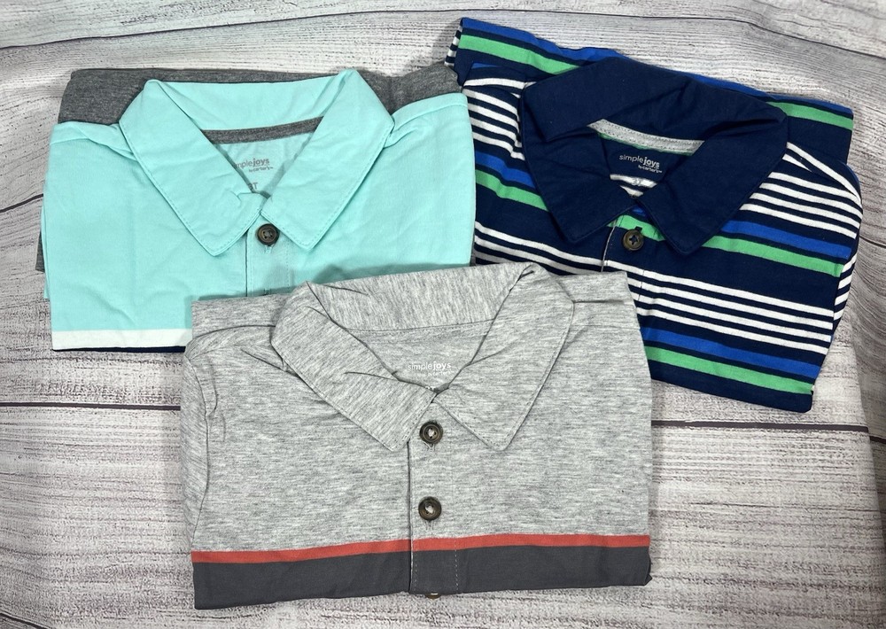 NWT Simple Joys By Carter’s Boys 3-Pack Short Sleeve Polo Shirts Size 3T