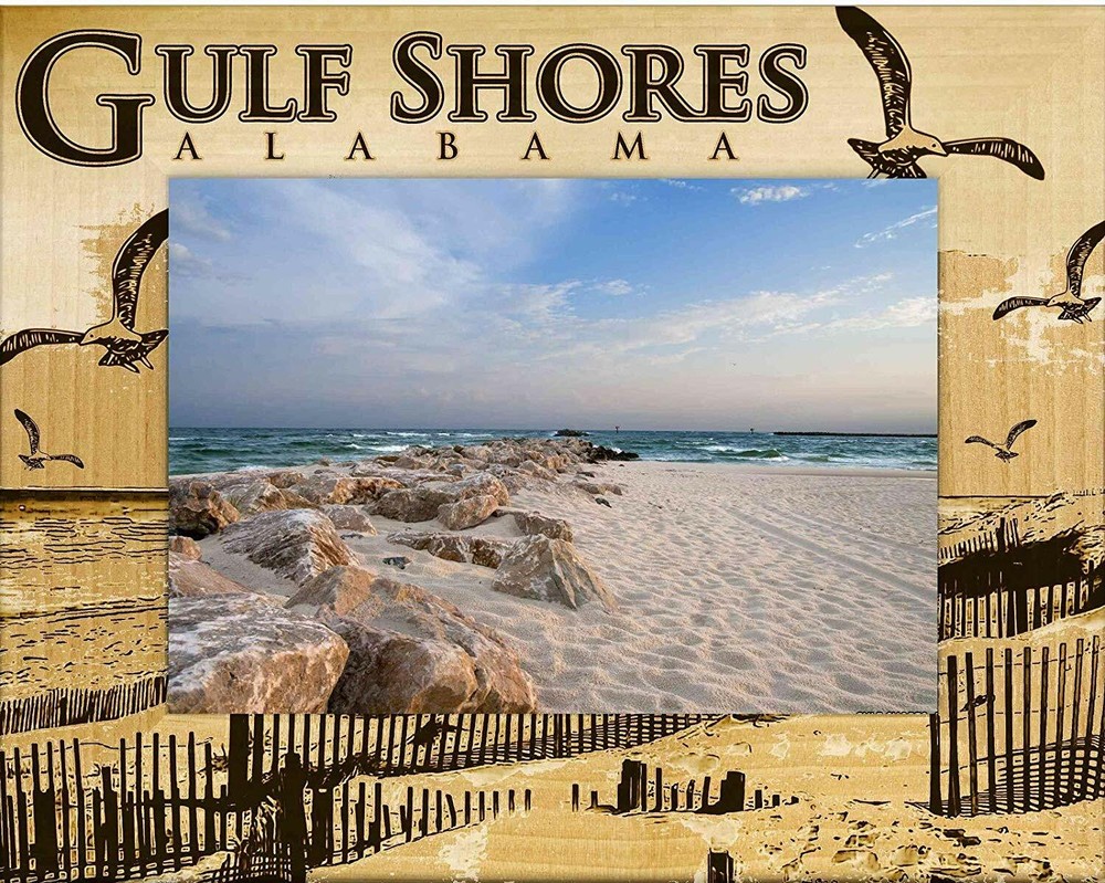 Gulf Shores Alabama Laser Engraved Wood Picture Frame Landscape (4 x 6)
