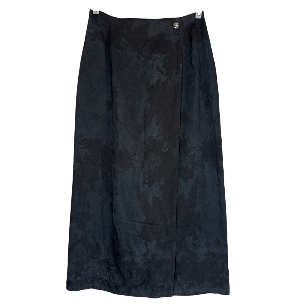 Vintage 90s Dark Marbled Wrap Skirt Womens 12 Dark Academia Whimsigoth Midi