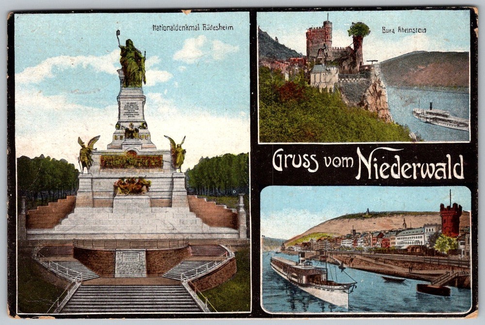 Antique Postcard Niederwalddenkmal Rudesheim Am Rhein, DE 1910s