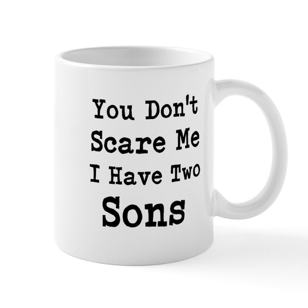 Fearless Mom Mug - 11 oz Ceramic Coffee Cup for Parents with Two Sons  