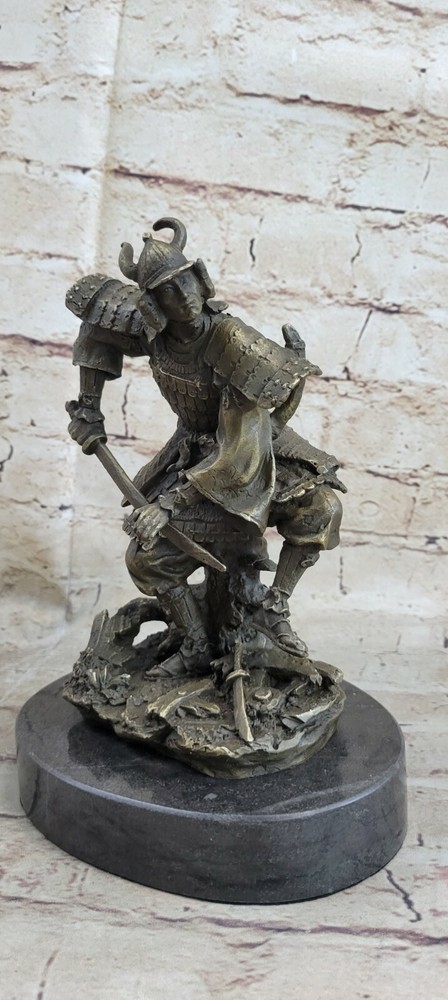 Handmade Lost Wax Bronze Samurai Warrior Sculpture Figure Detailed Craftsmanship