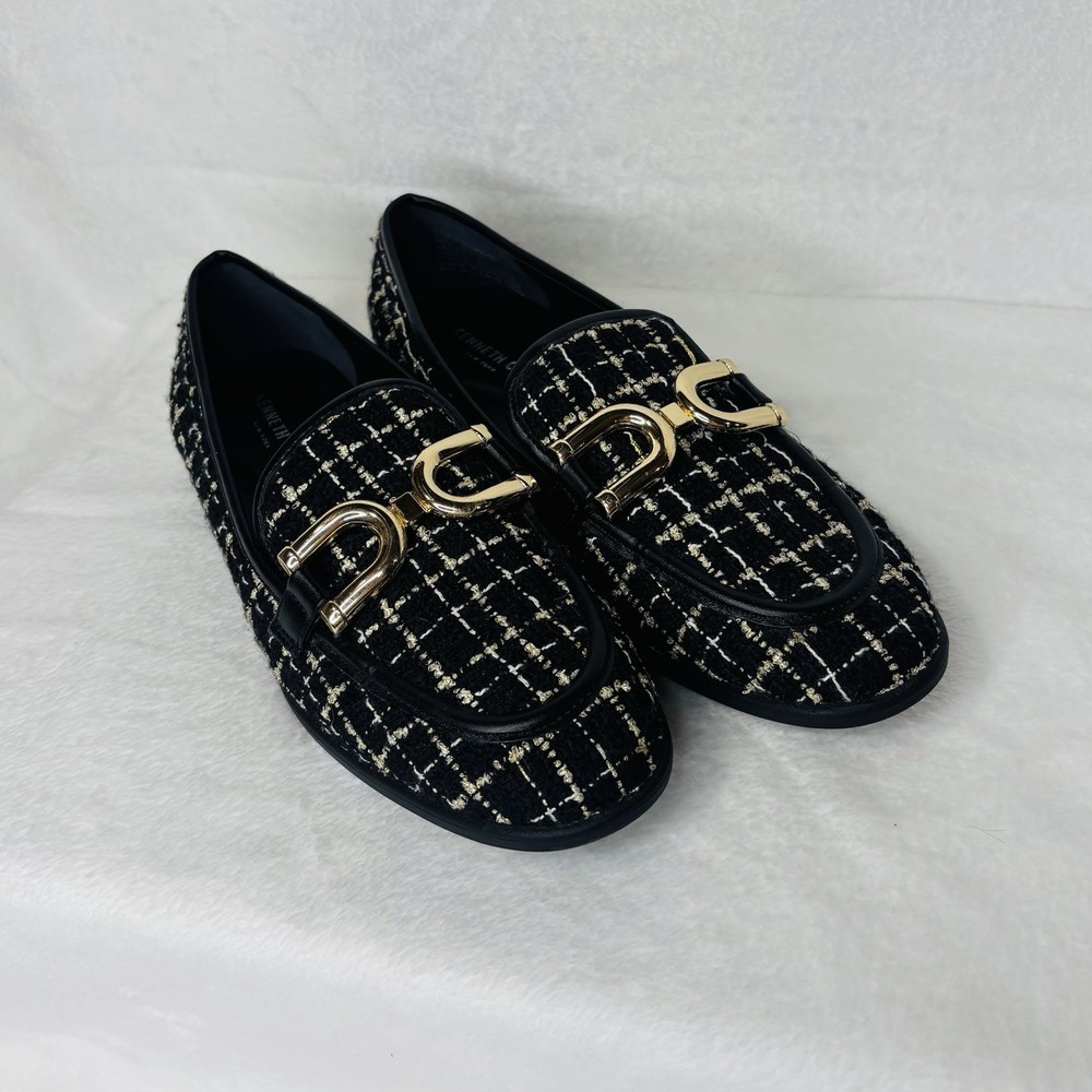 Kenneth Cole Gold Black Old Money Lux Shoes Sz 9 W Loafers Business Modern