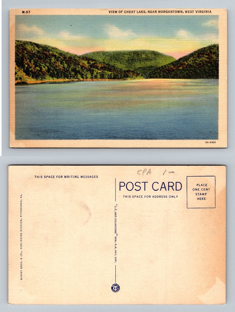 Morgantown, WV-West Virginia, Cheat Lake Scenic Mountain View Vintage Postcard
