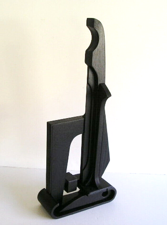 Modern Abstract Cubist Black Wood Sculpture in Isamu Noguchi Style-image
