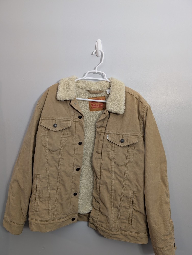 A9 Levi’s Sherpa Lined Corduroy Trucker Jacket Tan Beige Men’s XL