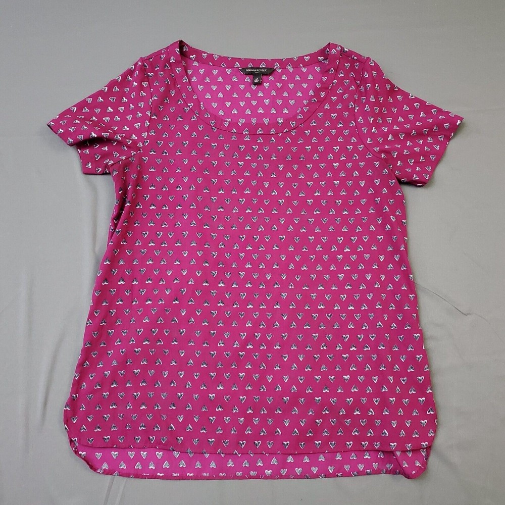 Banana Republic Blouse Womens Medium M Short Sleeve Pullover Lightweight Purple