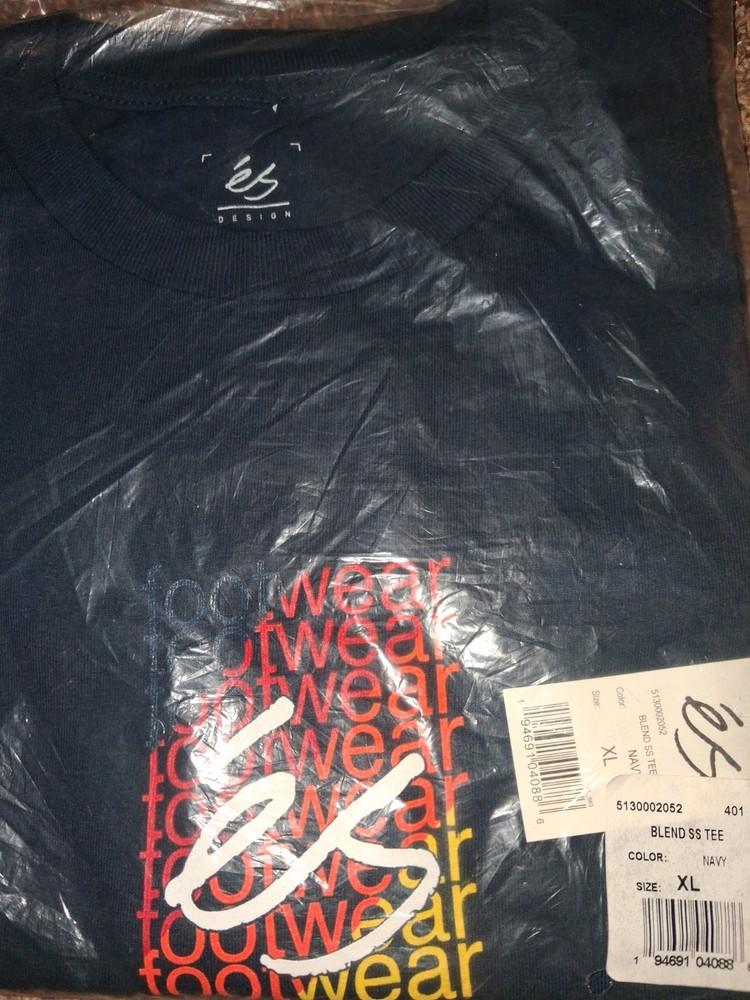 éS Skateboarding Tee NOS Mens XL Navy NWT 2018-2019 Release éS, Es, eS, ES
