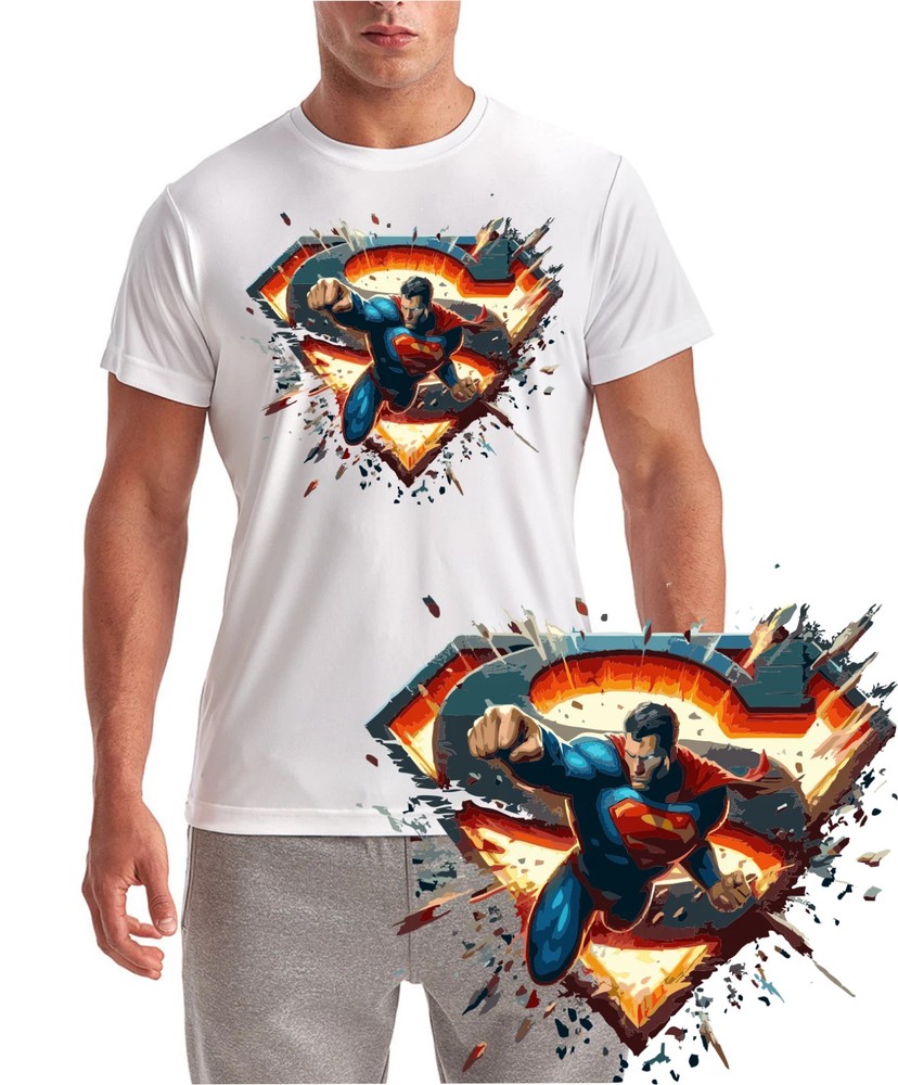Superman Logo Print T-Shirt Men Reprint S-5XL