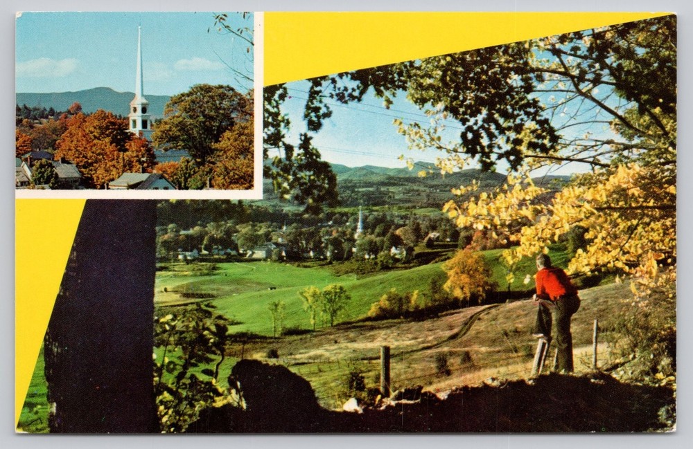 Stowe Vermont Fall Foliage Scenic View Green Mountain Color Postcard VT709A