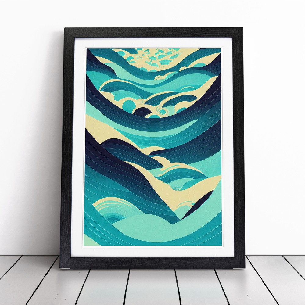 Ocean Wave Pop Art No.2 Wall Art Print Framed Canvas Picture Poster Decor