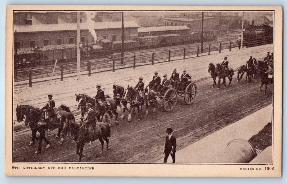 Quebec Canada Postcard 8TH Artillery Off For Valcartier c1920's Antique