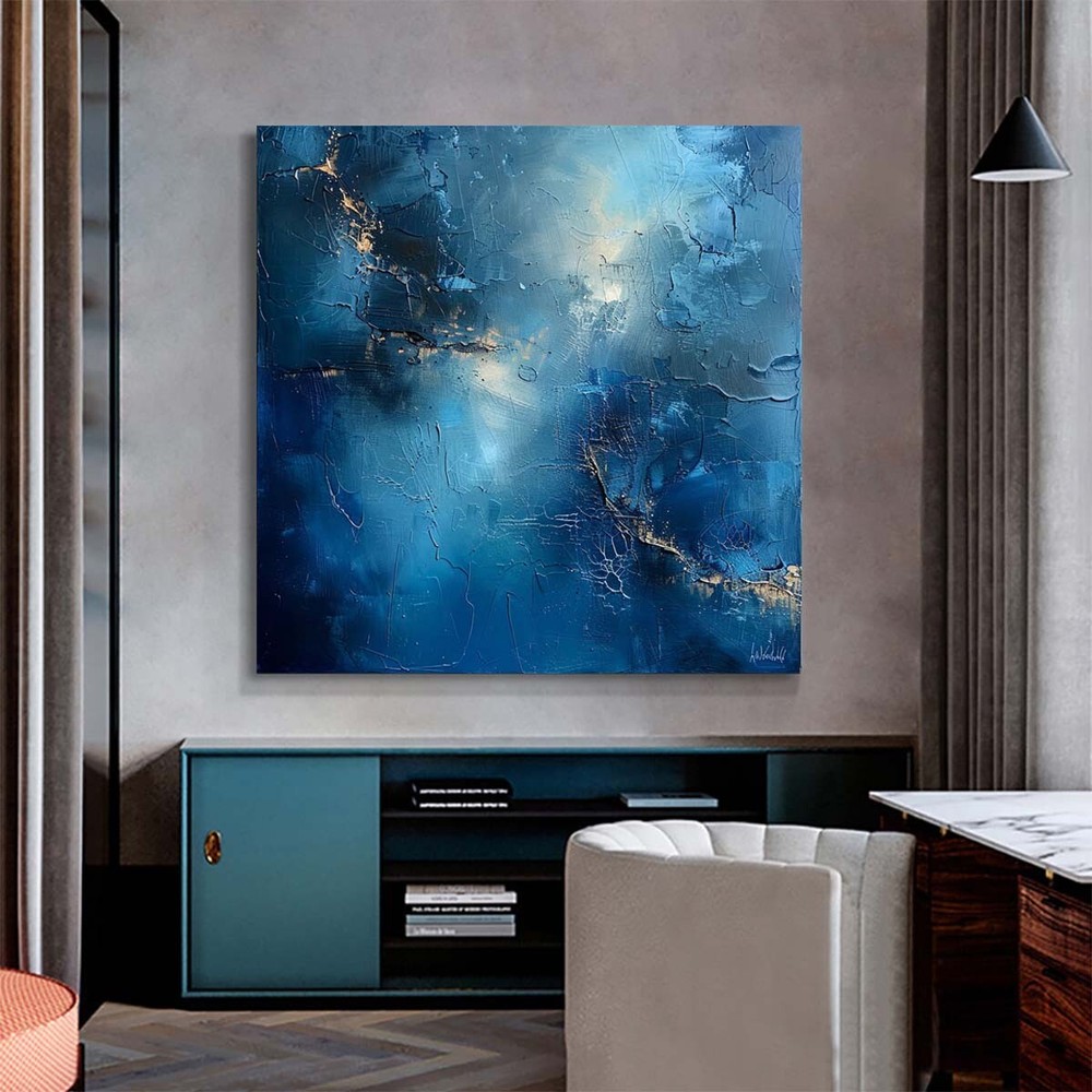 Large Blue Abstract Paintings On Canvas Abstract Canvas Art Oil Painting