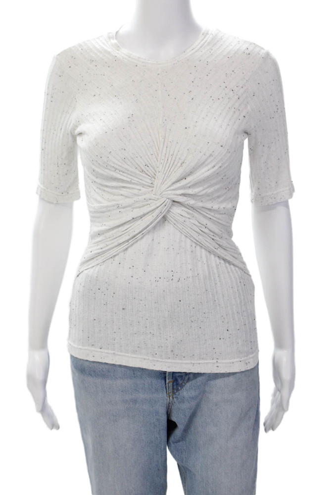 Acler Womens Short Sleeve Round Neck Stretch Twist Blouse Gray Size 2Free Shipping in US $100+ Orders | $6.95 Orders Below