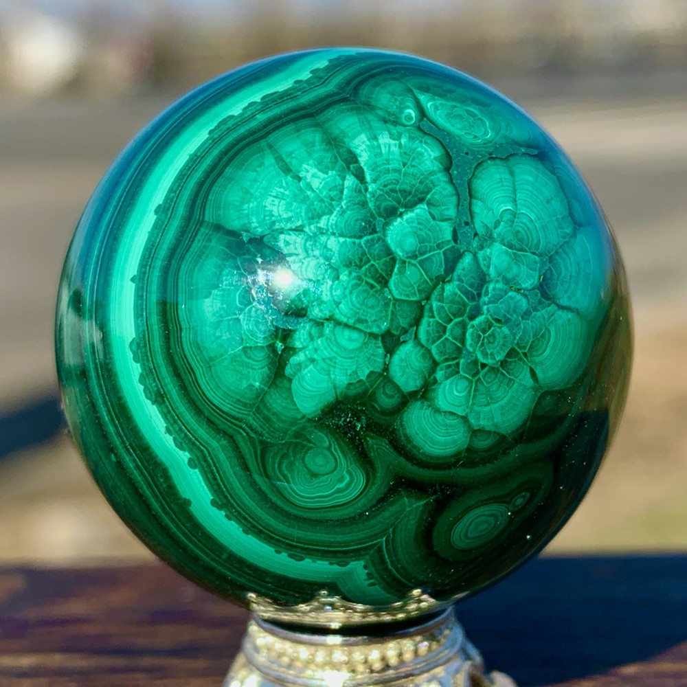 65G Natural glossy Malachite ball transparent cluster rough mineral sample