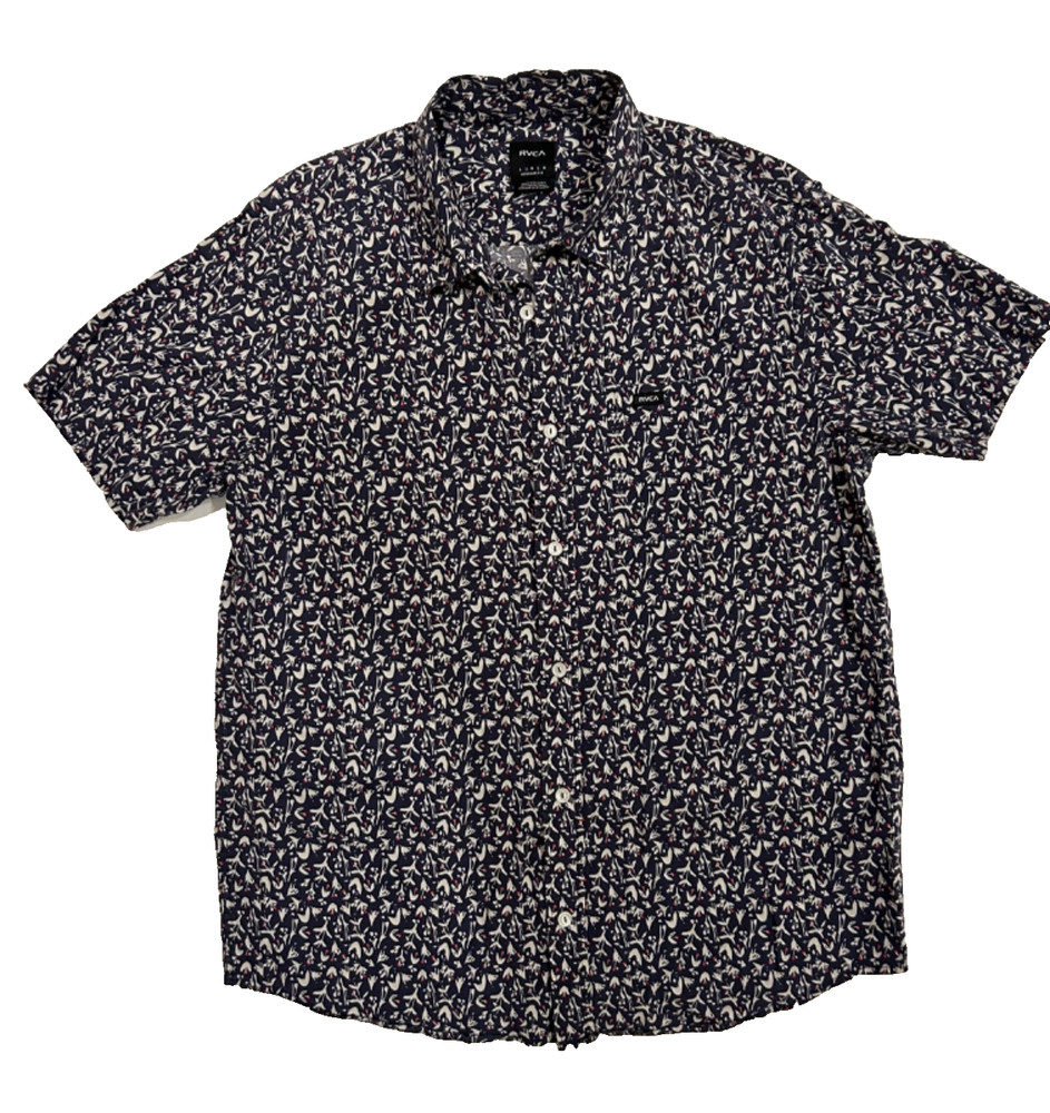 RVCA Men's Button Up Short Sleeve Large Regular Fit