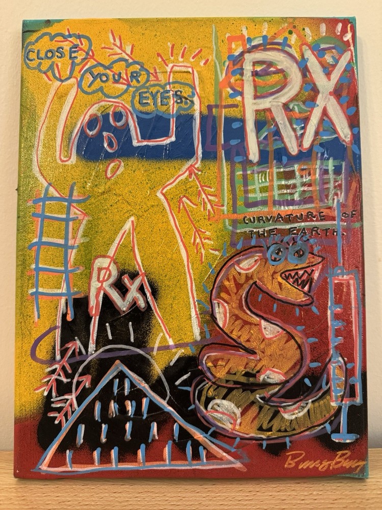 Original Acrylic Abstract Painting 12x9 Graffiti Street Pop Art-image