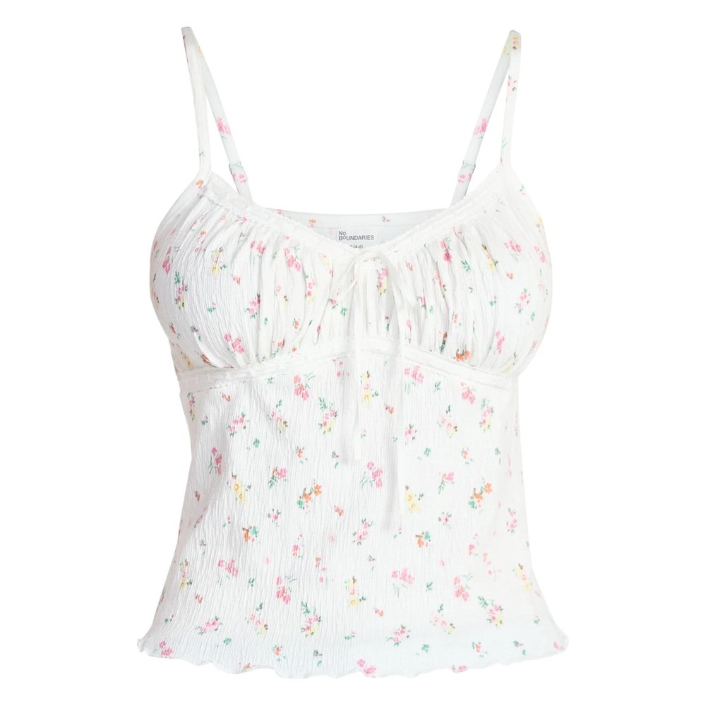 Lace Trim Y2K Cami 2XLTank Top White Pink Floral XXL Boho Adjustable Strap New