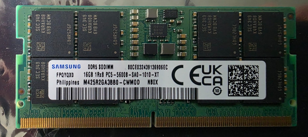 Samsung 16GB PC5-44800 DDR5 5600 MHz SODIMM Laptop Memory RAM M425R2GA3BB0-CWM