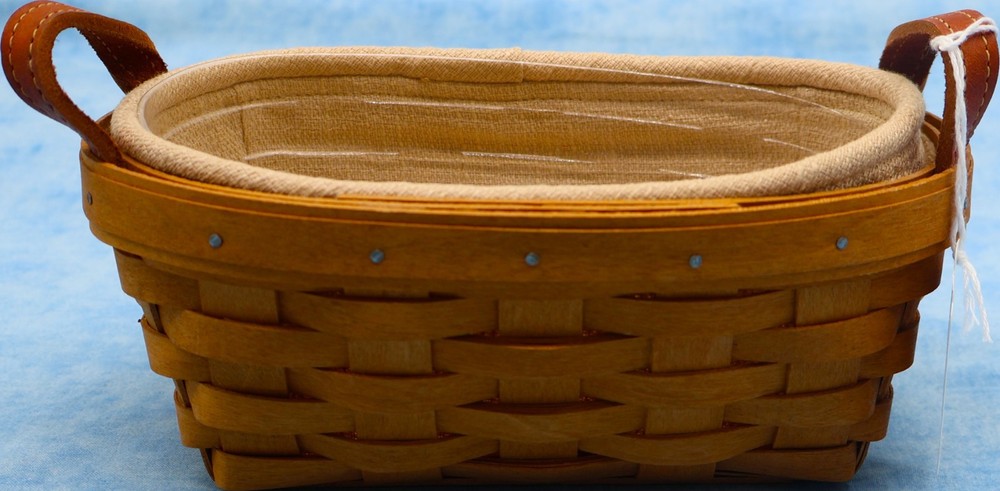 Longaberger 2004 Knick Knack Basket Liner Protector Leather Handles
