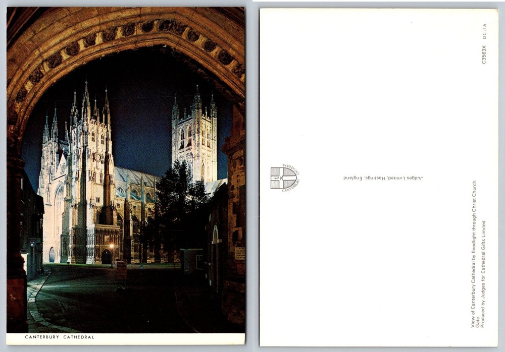 Canterbury Cathedral Night View Postcard Judges Ltd England Unposted