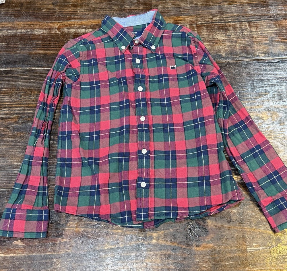 Crown & Ivy Kids Boys Size 6 Multicolor Plaid Long Sleeve Button-Down Shirt