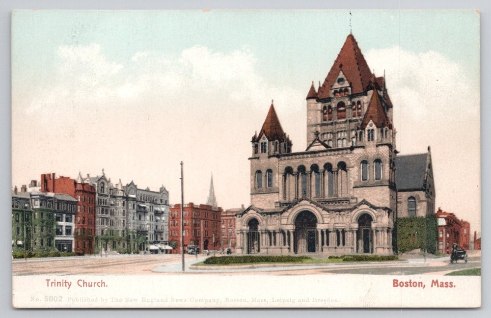 Trinity Church Boston Mass. Divided Back Postcard New England News Co. 1910s