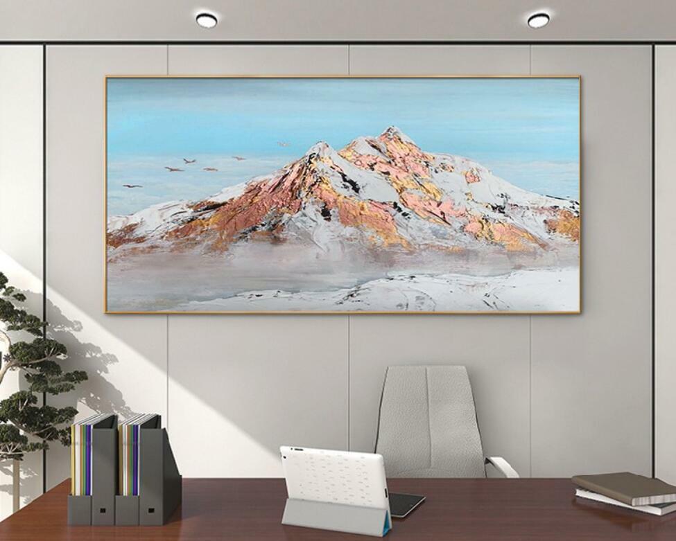 Handpainted High Quality Art Oil Painting Mountains Landscape On Canvas
