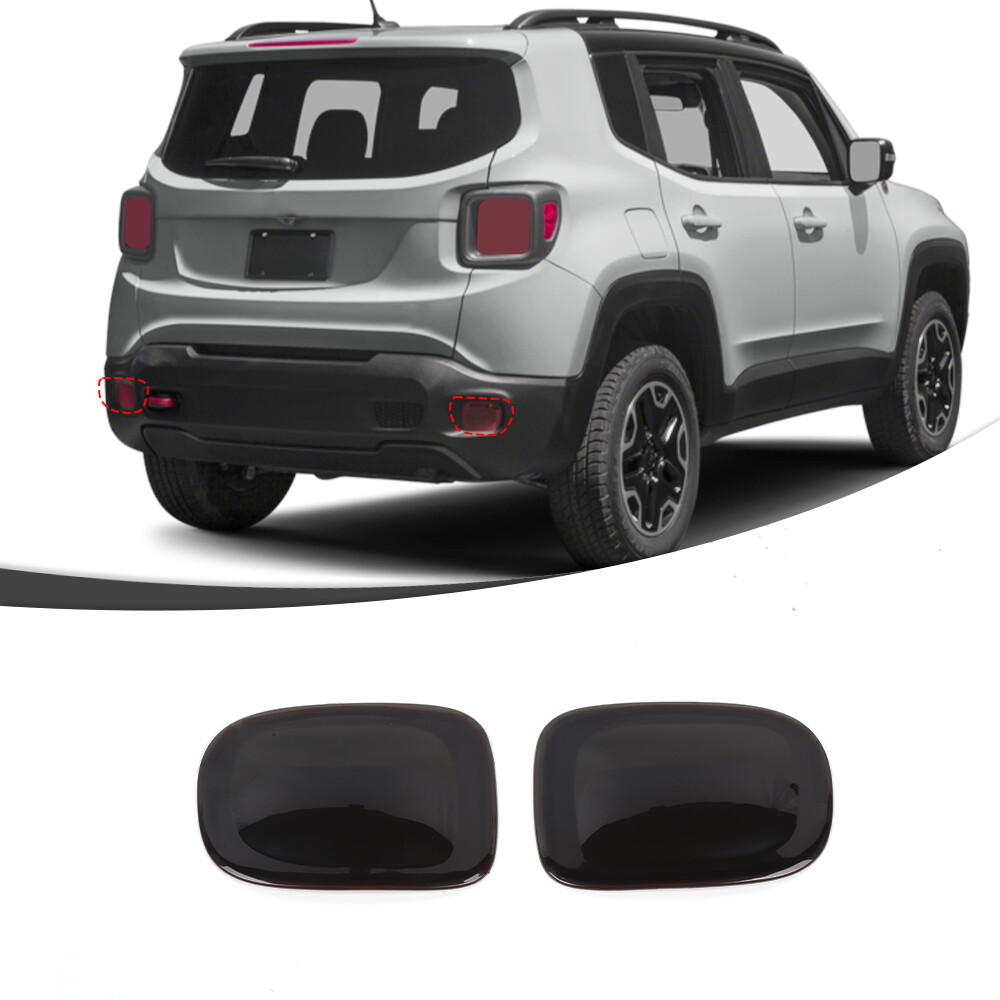 Blackened Rear Fog Light Guard Cover Trim for Jeep Renegade 2015-2018