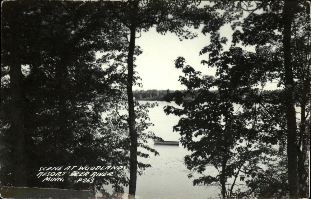 RPPC Scene at Woodlands Resort Deer River Minnesota ~ 1940s real photo postcard