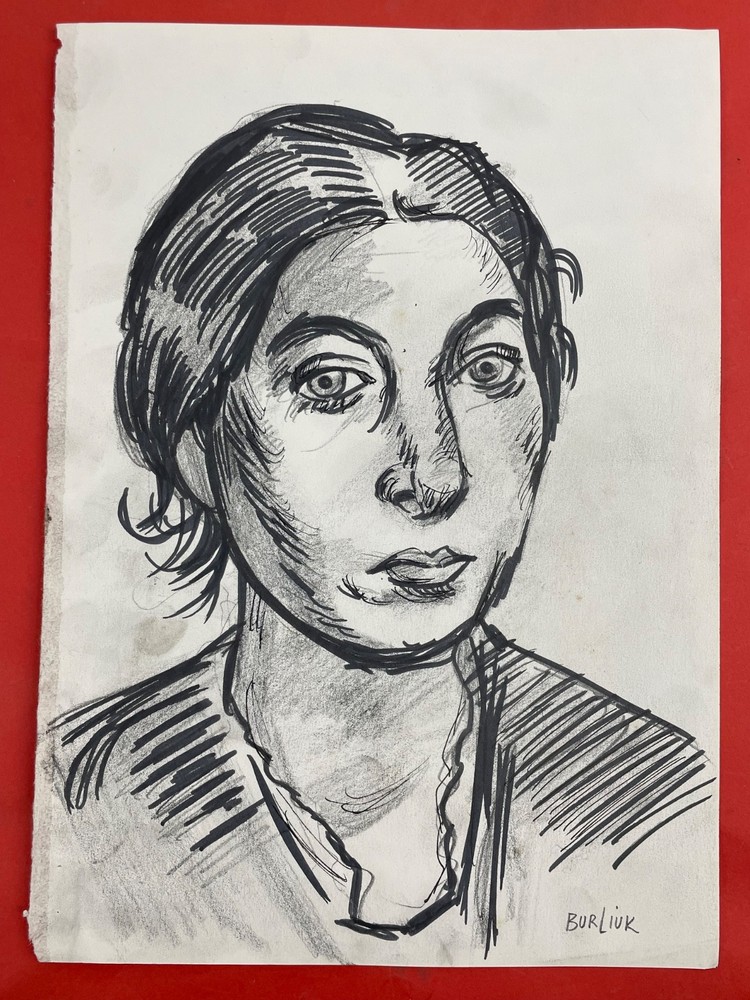David Burliuk Drawing on paper (Handmade) signed and stamped