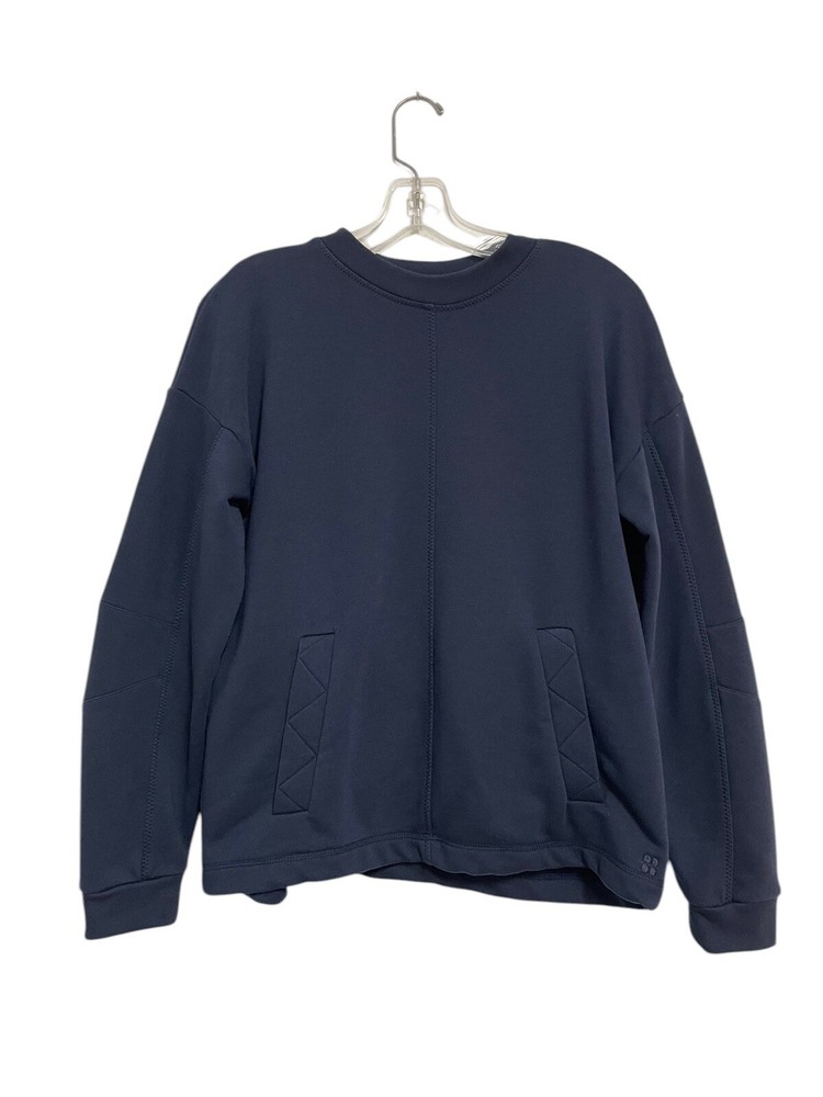 Sweaty Betty Crew Neck Sweatshirt Navy Blue Pockets Womens XS