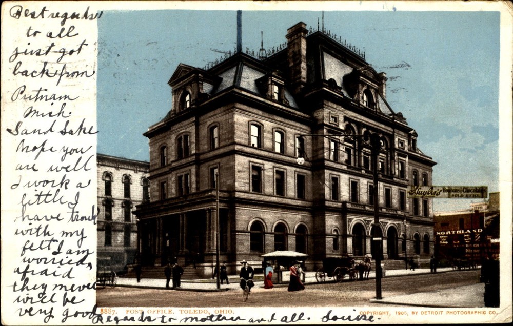 Post Office ~ Toledo Ohio OH ~ Stuyler's Bonbons Chocolates banner ~UDB 1906