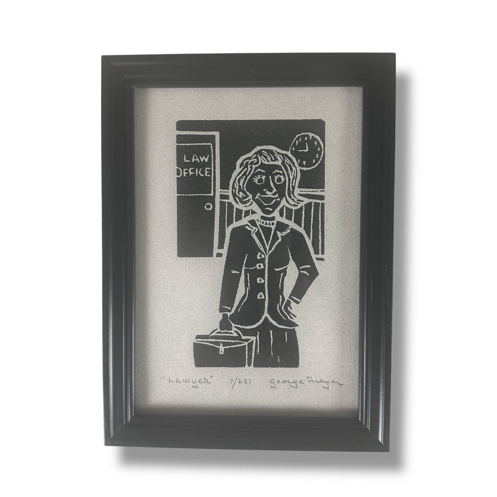 George Meyer Lawyer Block Print Signed & Numbered 7/237 Hand-Carved Florida Art