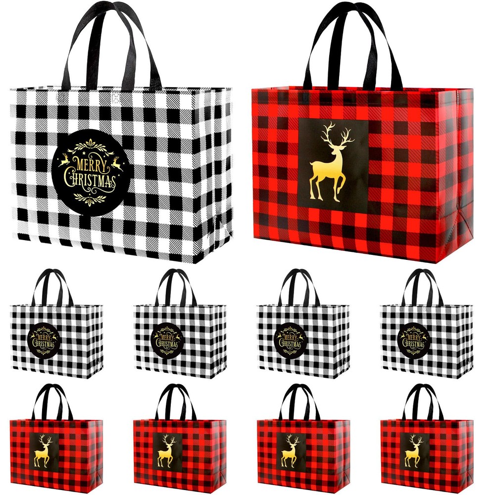 8PCS Extra Large Christmas Gift Bags Reusable Holiday Gift Bags with Handles ...