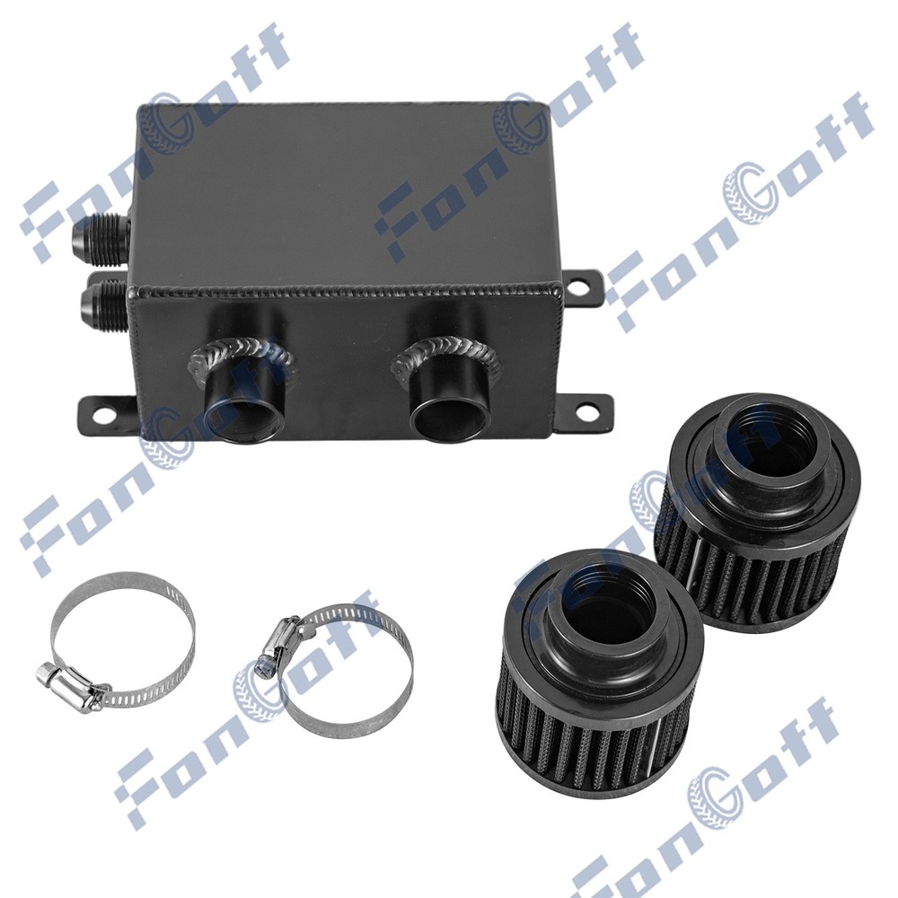 Universal 10 AN Aluminum Oil Catch Can w/Breather Filter Baffled Reservoir Tank