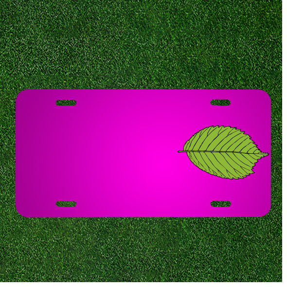 Custom Car License Plate with Personalized Leaf Green Oval Veins Design