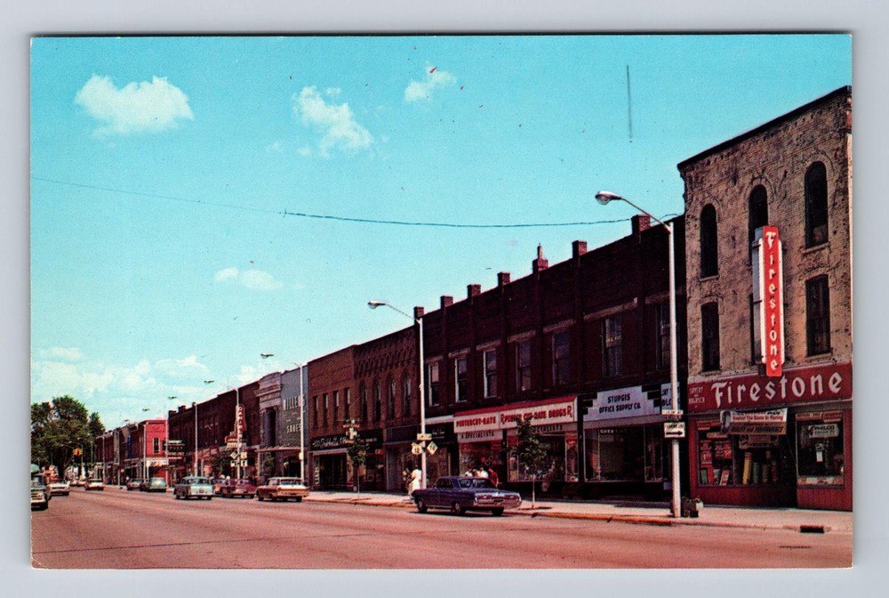 Sturgis MI-Michigan, Looking East on Chicago Street, Vintage Postcard