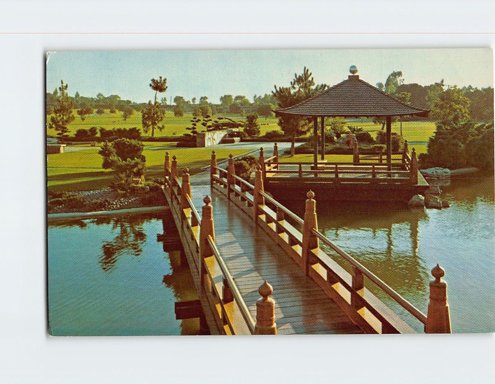 Postcard Japanese Gardens Rose Hills Memorial Park Whittier California USA