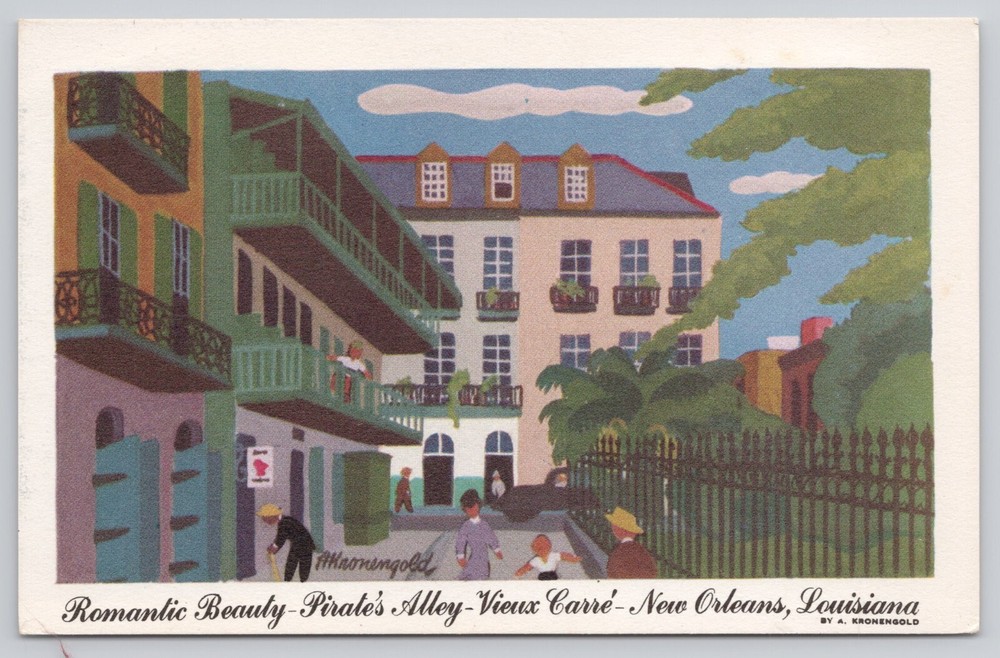 Postcard Pirates Alley, New Orleans, Louisiana