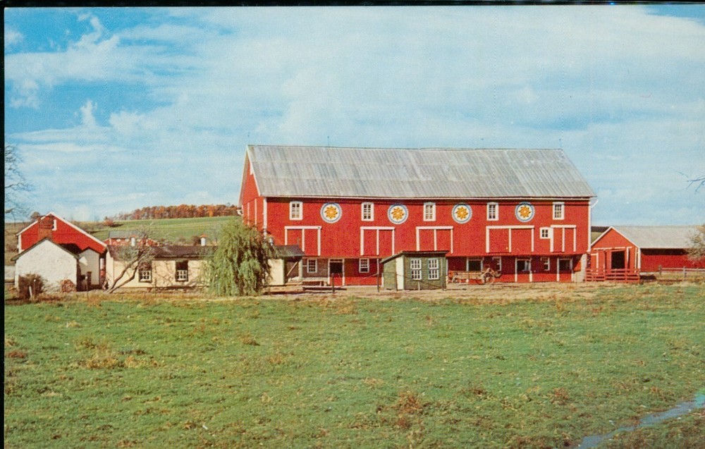 Greetings From The Penna Dutch Country Hex Signs on Barn Pennsylvania Postcard