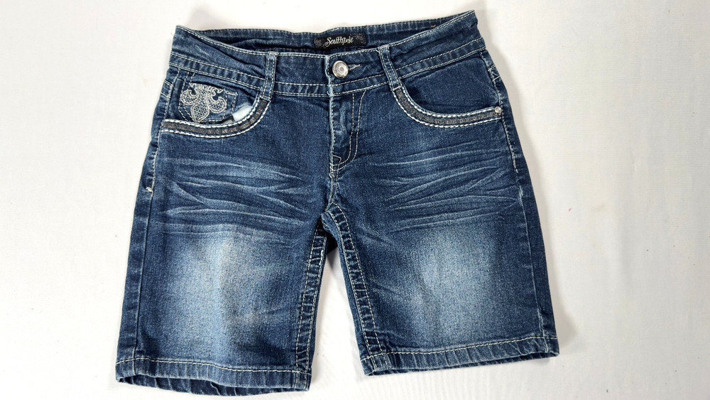 Southpole Juniors Denim Bermuda Shorts Size 3 Mid Rise Blue Stitching