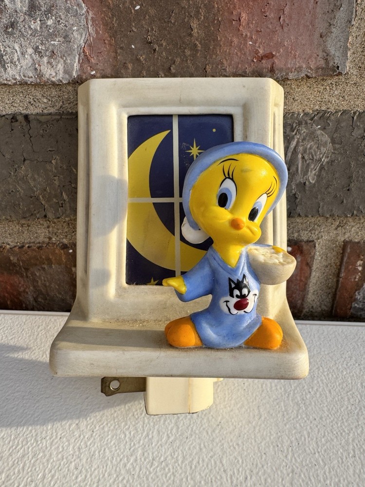 Warner Bros Studios Tweety Bird Porcelain Night-Light Vintage 1999 WORKS