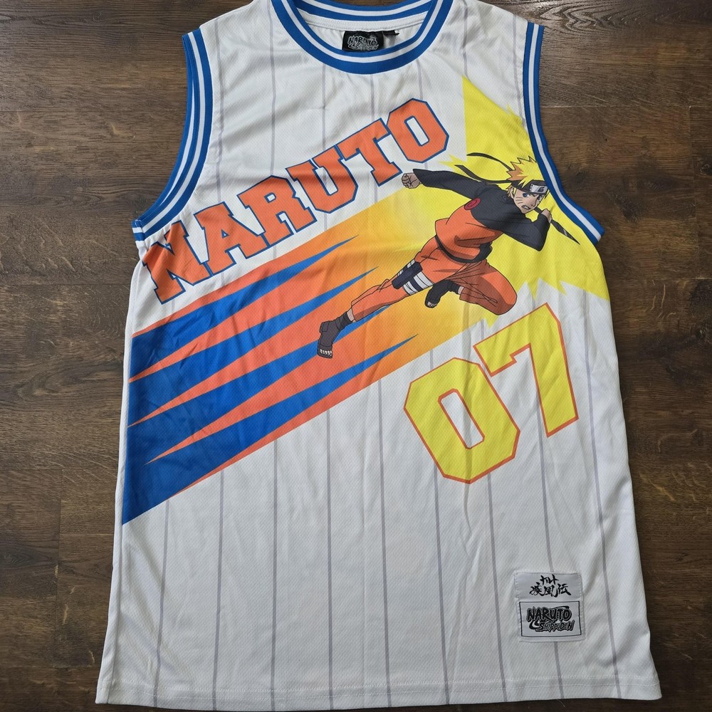 Naruto Shippuden Jersey Tank Mens Medium White 07 Naruto Anime Mesh Basketball