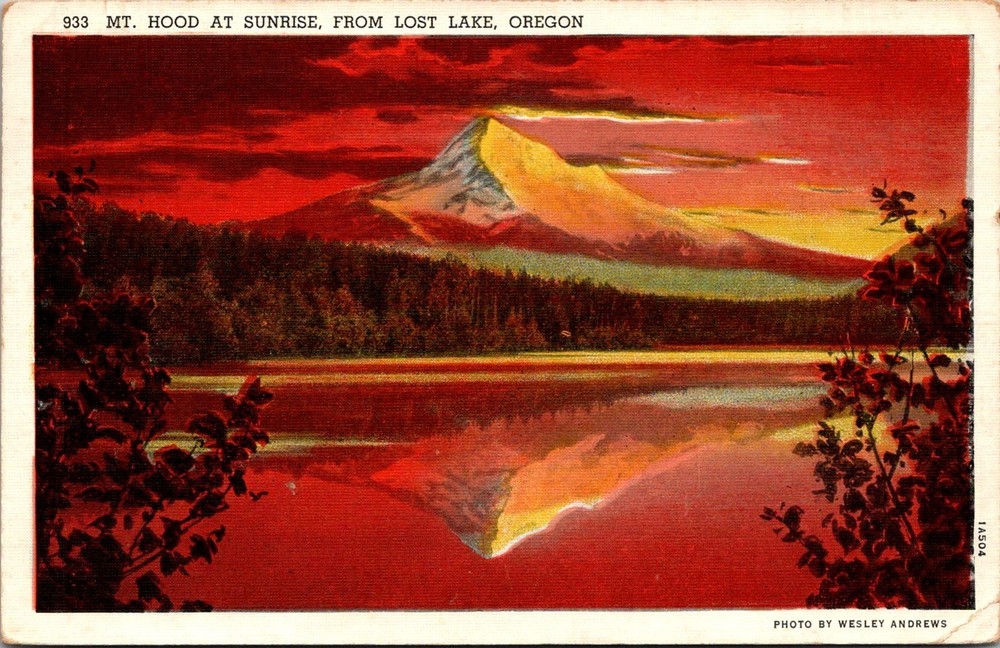 Mt. Hood at Sunrise from Lost Lake, Portland Oregon Postcard